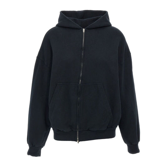 Balenciaga Sweaters Black with dropped shoulders, front zip, and back embroidery. Long sleeves and cuffs. Flipped Uni cotton hoodie.