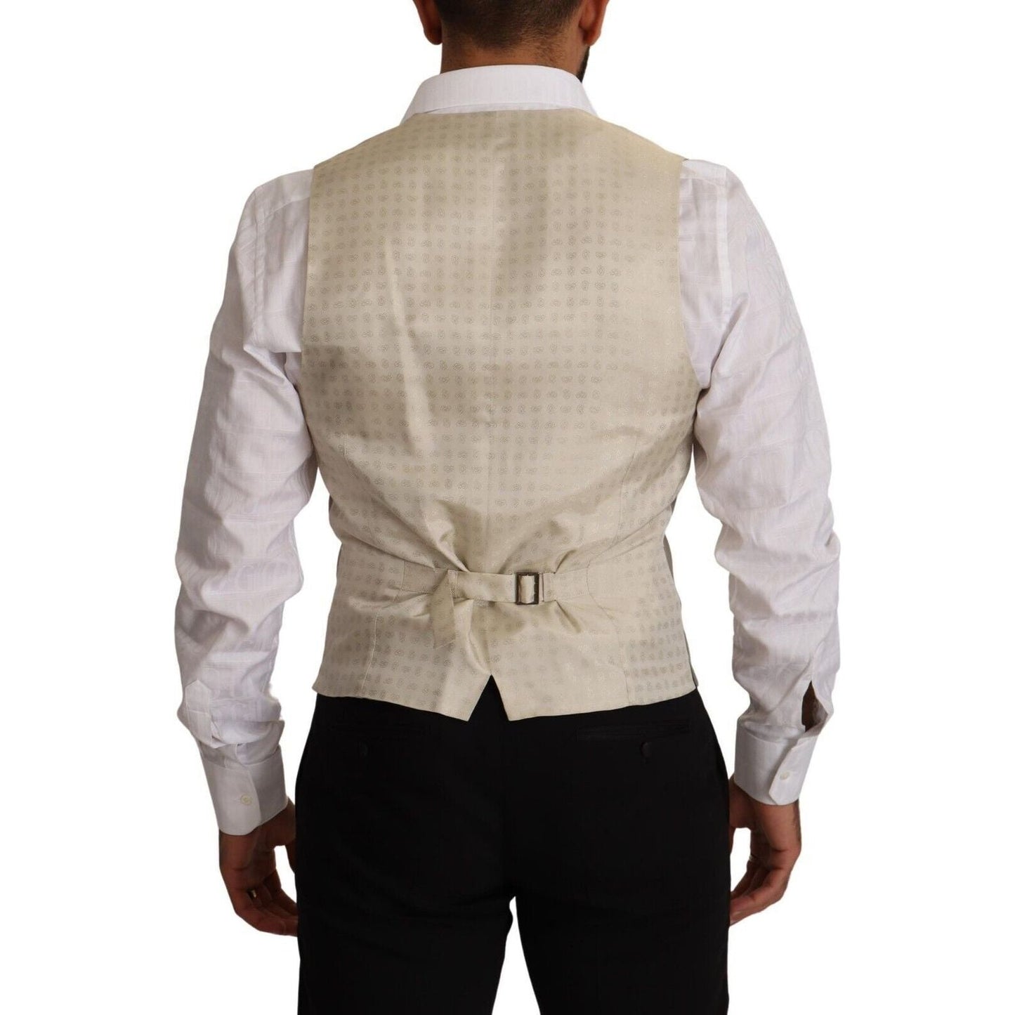 Dolce & Gabbana Beige Wool Single Breasted Waistcoat Vest TSH7648 - 48