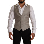 Dolce & Gabbana Beige Wool Single Breasted Waistcoat Vest TSH7648 - 48