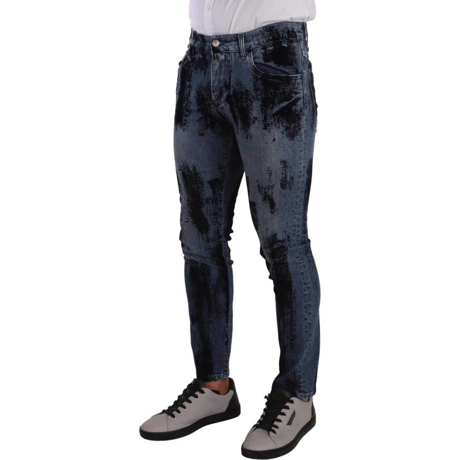 Dolce & Gabbana Blue Black Cotton Skinny Denim Jeans