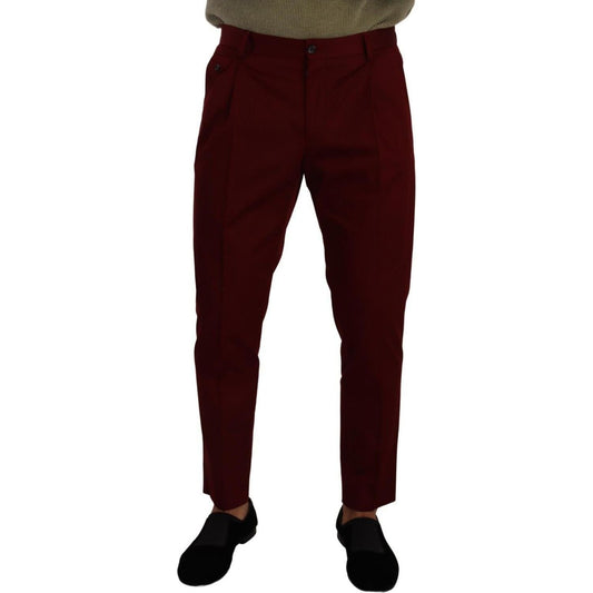 Dolce & Gabbana Dark Red Cotton Mens Chinos Trouser Dress Pants