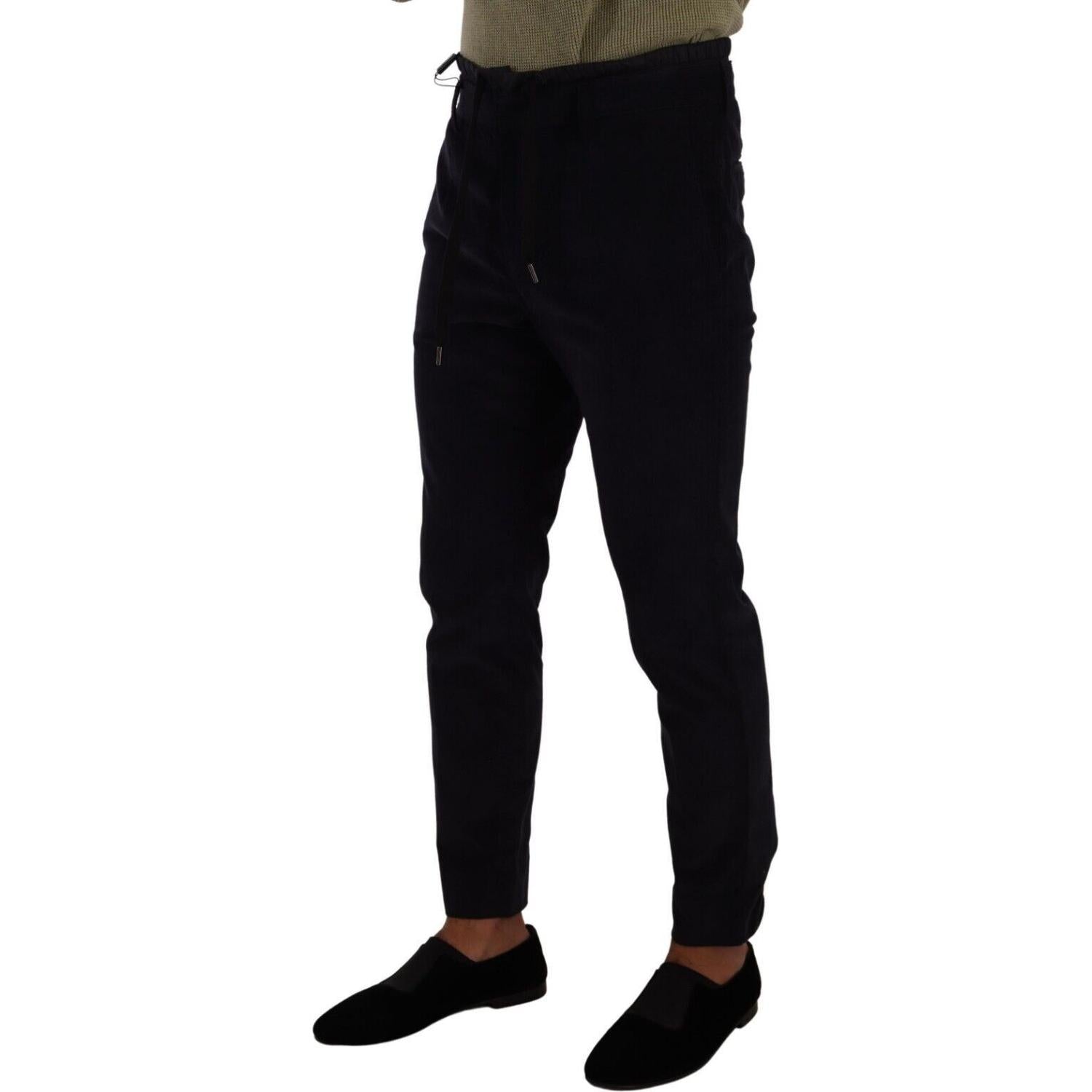 Dolce & Gabbana Blue Cotton Skinny Corduroy Trouser Pants