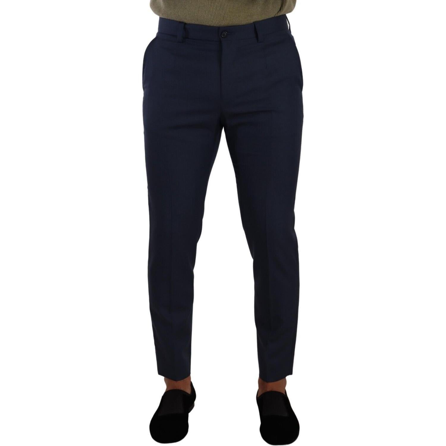 Dolce & Gabbana Dark Blue Wool Skinny Formal Dress Pants