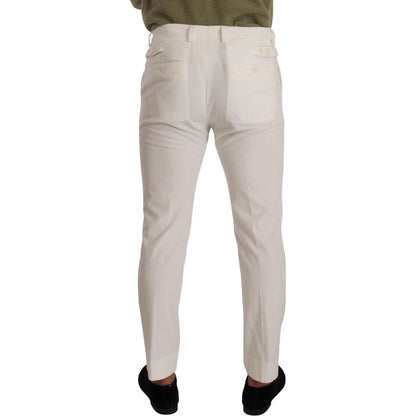 Dolce & Gabbana White Cotton Skinny Corduroy Trouser Pants