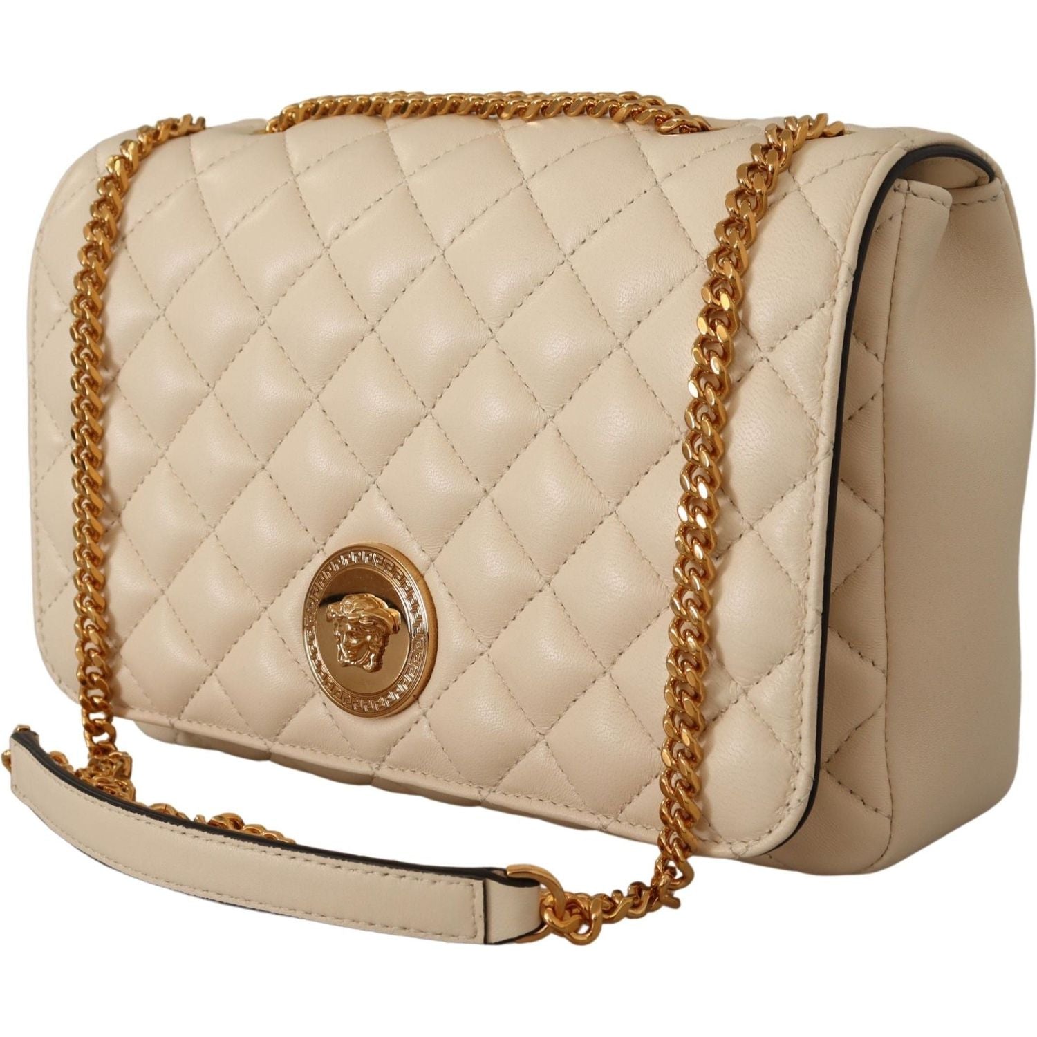 Versace Elegant White Nappa Leather Shoulder Bag