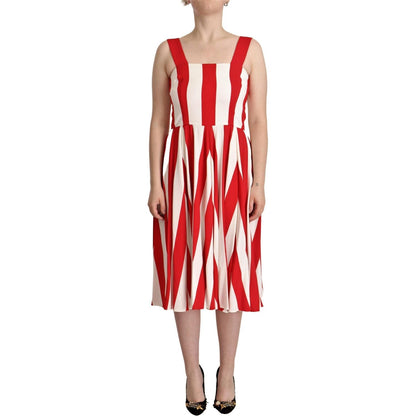 Dolce & Gabbana White Red Stretch Shift A-line Gown Dress