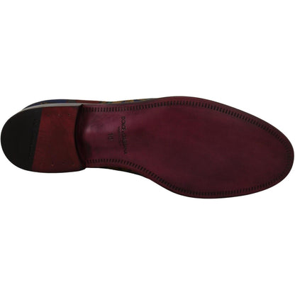 Dolce & Gabbana Multicolor Jacquard Crown Slippers Loafers Shoes