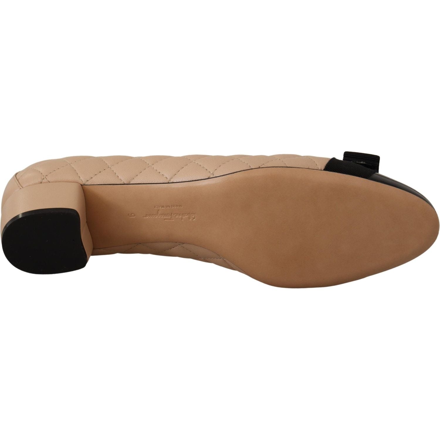 Salvatore Ferragamo Beige and Black Nappa Leather Pumps Shoes