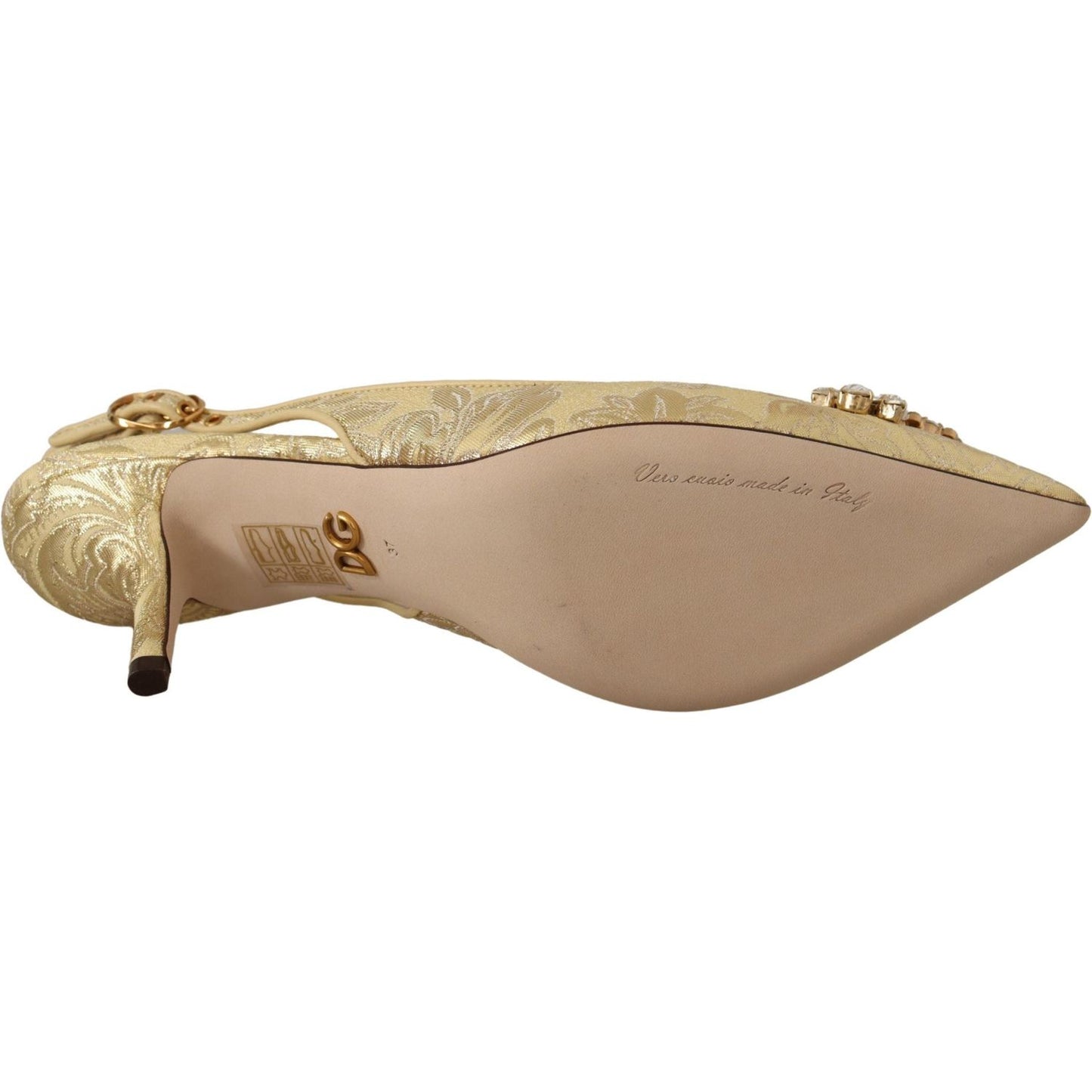 Dolce & Gabbana Gold Crystal Slingbacks Pumps Heels Shoes