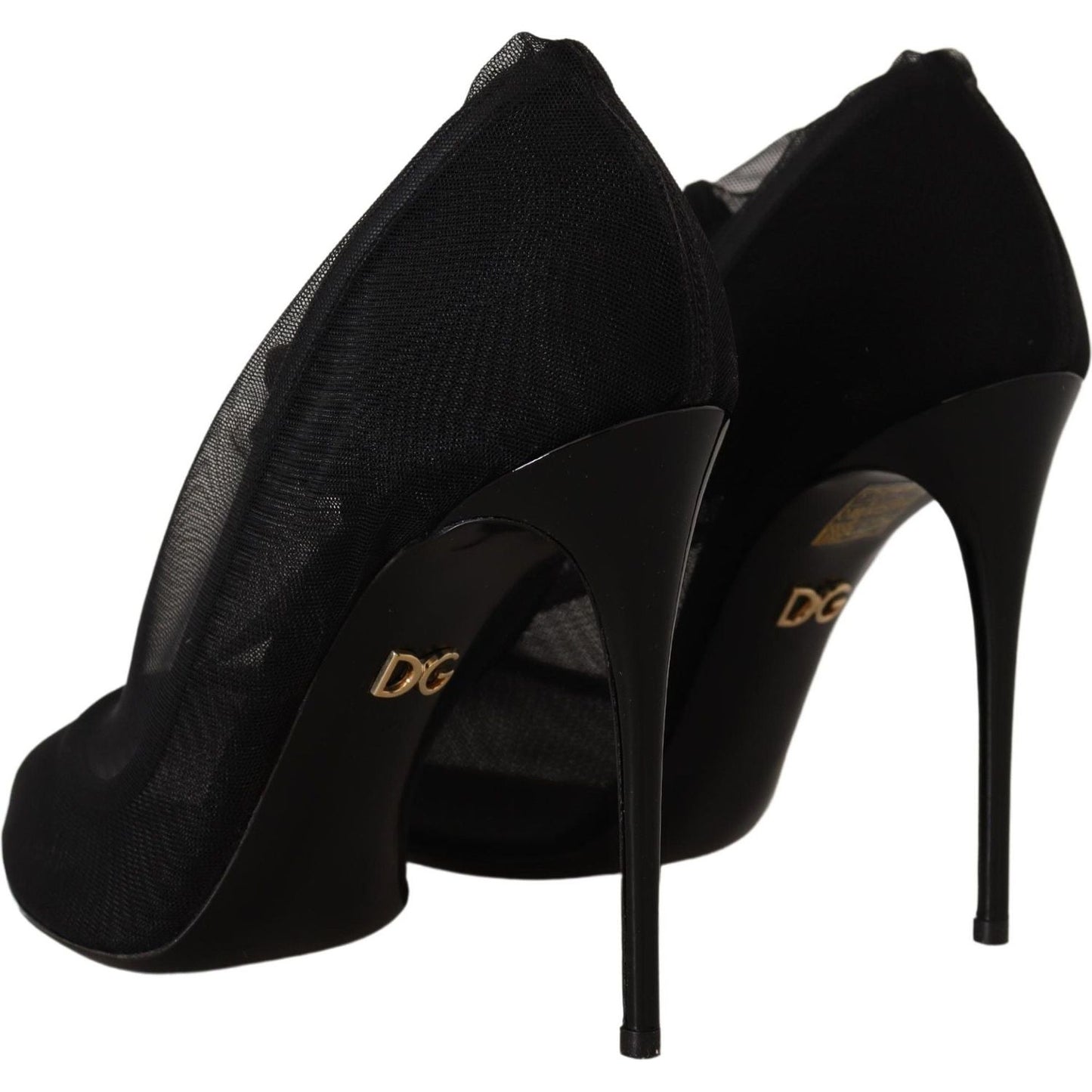 Dolce & Gabbana Black Tulle Stretch Boots Pumps Shoes