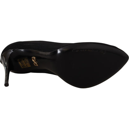 Dolce & Gabbana Black Tulle Stretch Boots Pumps Shoes