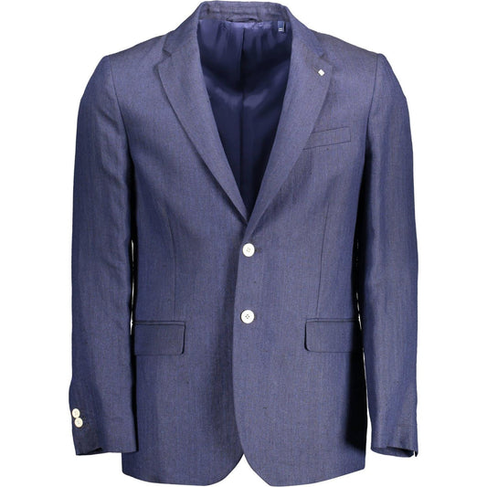 Gant Elegant Blue Linen Classic Jacket Gant Dark Slate Blue