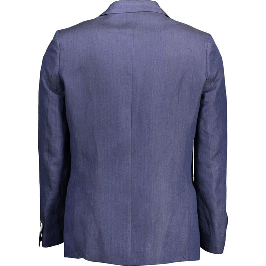 Gant Elegant Blue Linen Classic Jacket Gant Dim Gray