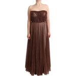 Dolce & Gabbana Metallic Bronze Polyester Maxi Gown Dress DR28310 - 46