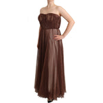 Dolce & Gabbana Metallic Bronze Polyester Maxi Gown Dress DR28310 - 46