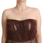 Dolce & Gabbana Metallic Bronze Polyester Maxi Gown Dress DR28310 - 46