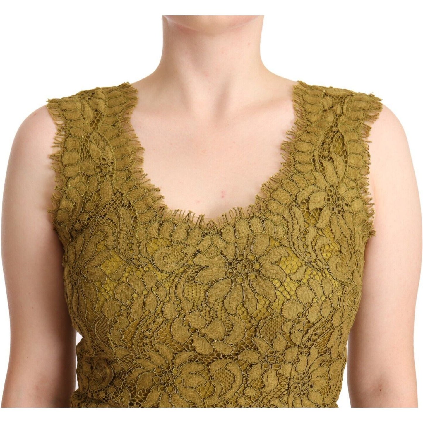 Dolce & Gabbana Brown Floral Lace Maxi Floor Length Dress