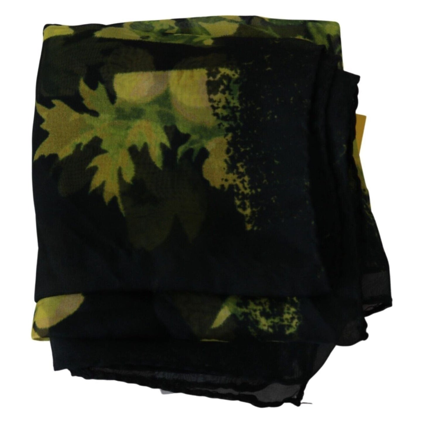 GF Ferre Black Yellow Floral Wrap Shawl Foulard Scarf