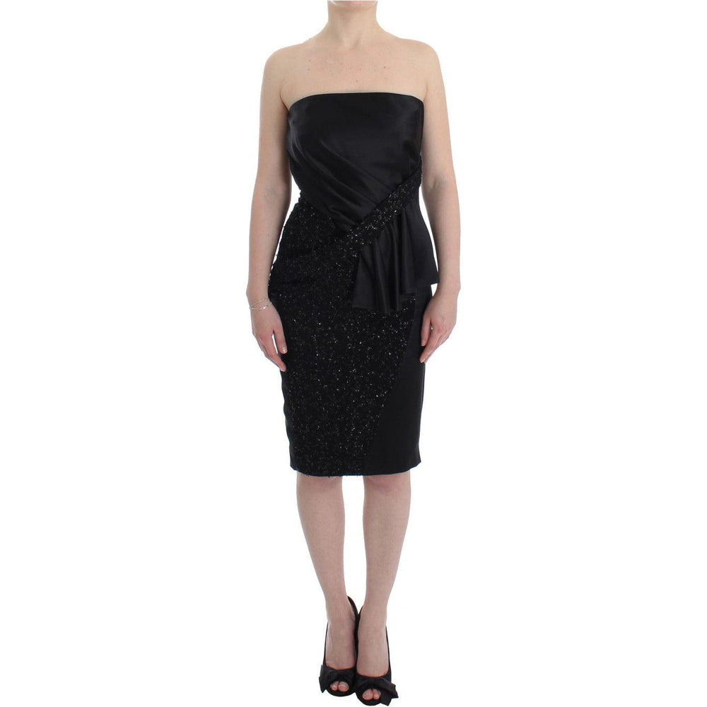 Masha Ma Black Strapless Embellished Pencil Dress SIG12640-2