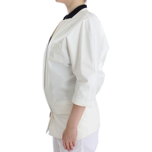 Andrea Pompilio Chic White Cotton Blend Blazer Blazer Jacket Andrea Pompilio Light Gray