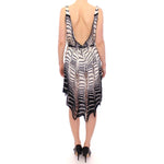 Alice Palmer Black Chainette Knit Striped Assymetrical Dress MOM10058-2