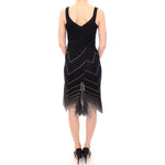 Alice Palmer Black White Low V Neck Knitted Cocktail Dress MOM10061-1