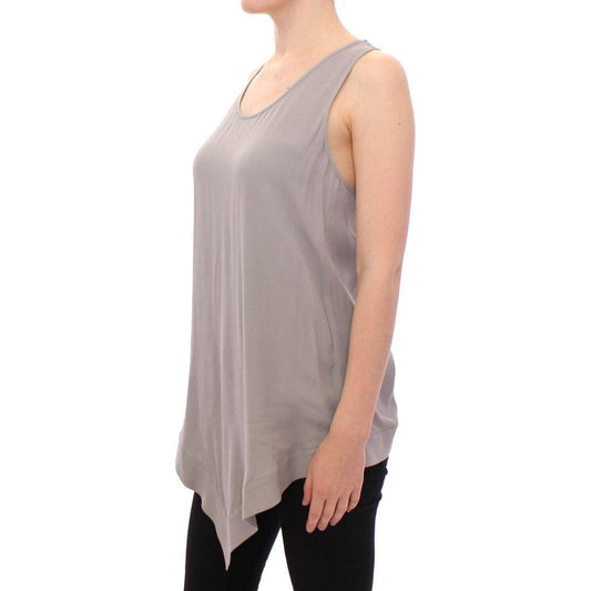Comeforbreakfast Gray Viscose Tank Top Shirt Blouse MOM10036-2