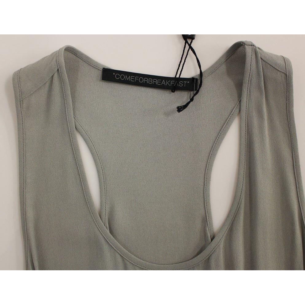 Comeforbreakfast Gray Viscose Tank Top Shirt Blouse MOM10036-2