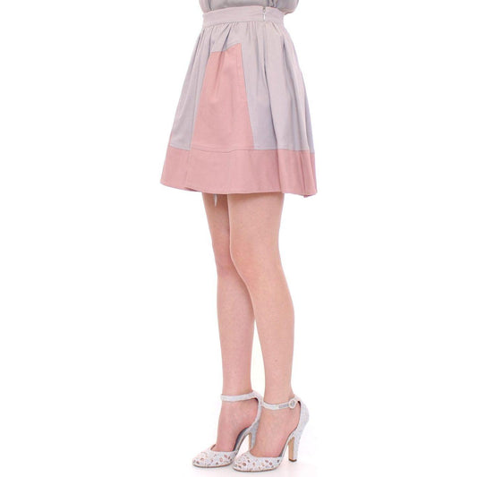 Comeforbreakfast Pink Gray Mini Short Pleated Skirt MOM10048-1