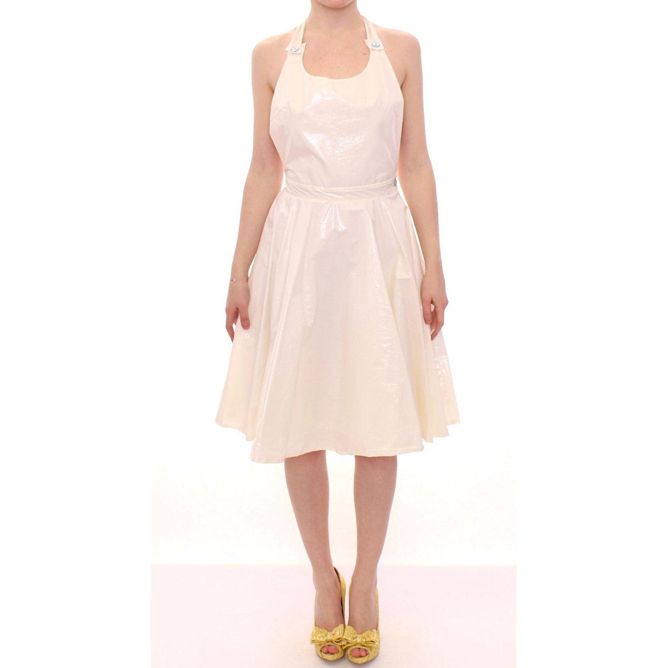 Licia Florio White Halterneck Knee Length Tea Dress MOM10095-3