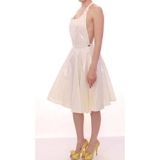 Licia Florio Elegant White Tea Halterneck Dress Licia Florio Antique White