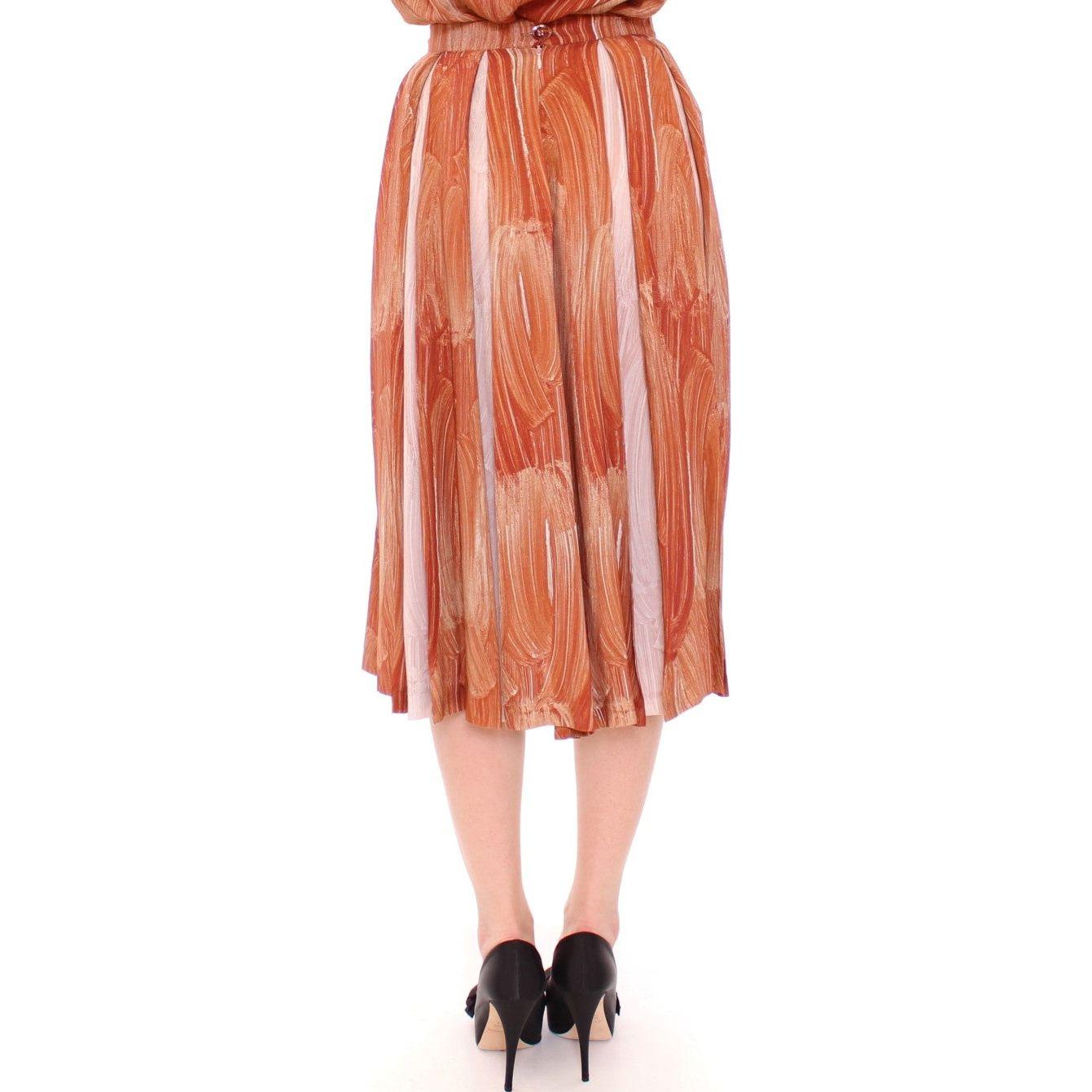 Licia Florio Brown Orange Below Knee Full Skirt MOM10106-2