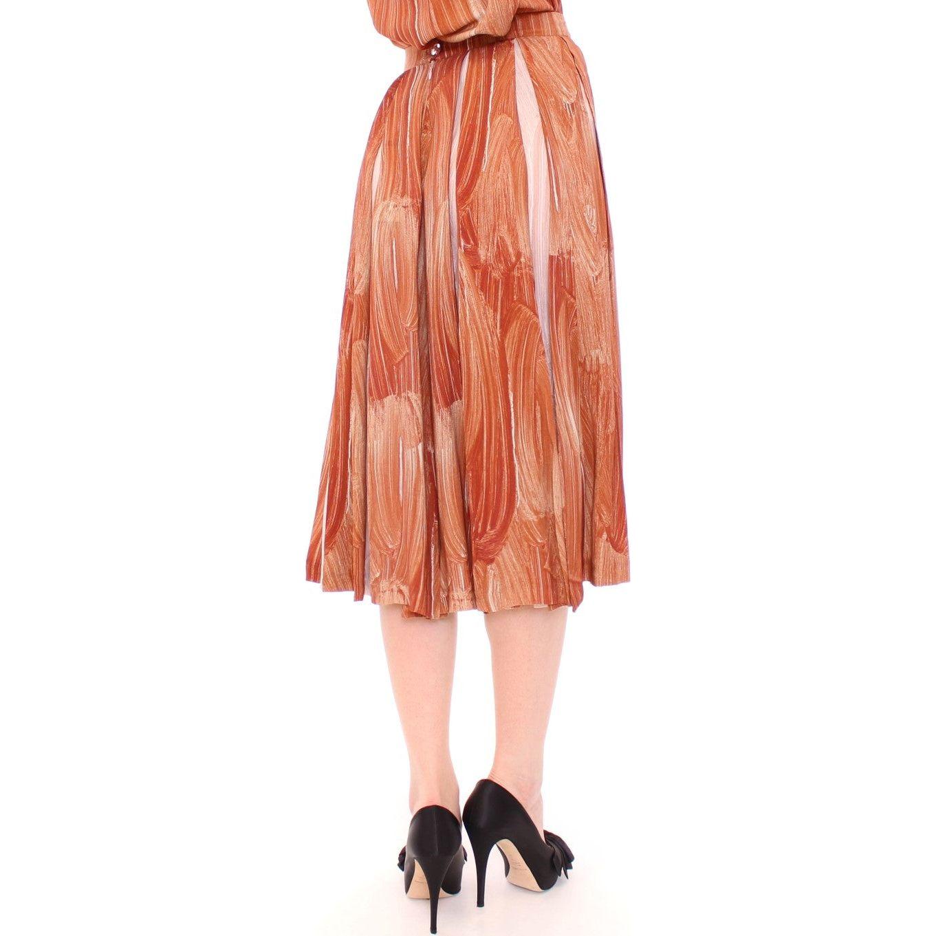 Licia Florio Brown Orange Below Knee Full Skirt MOM10106-2