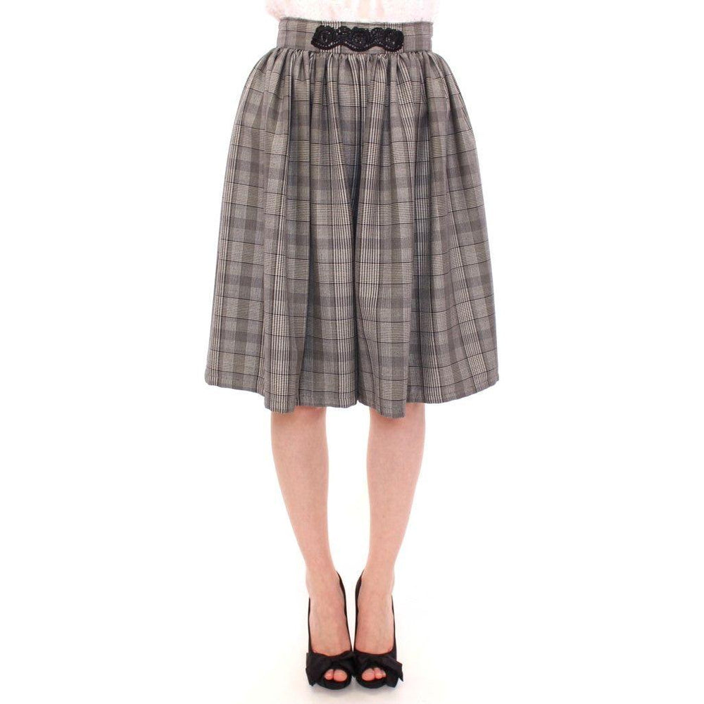NOEMI ALEMÁN Gray Checkered Wool Shorts Skirt MOM10155-2