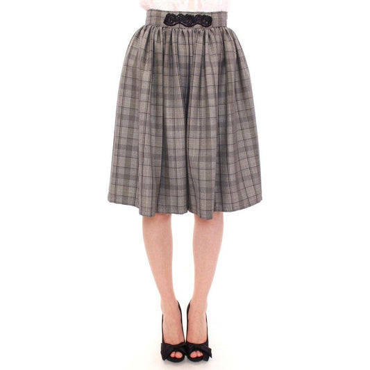 NOEMI ALEMÁN Gray Checkered Wool Shorts Skirt MOM10155-2