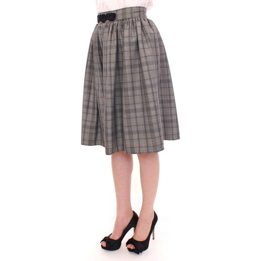 NOEMI ALEMÁN Gray Checkered Wool Shorts Skirt MOM10155-2