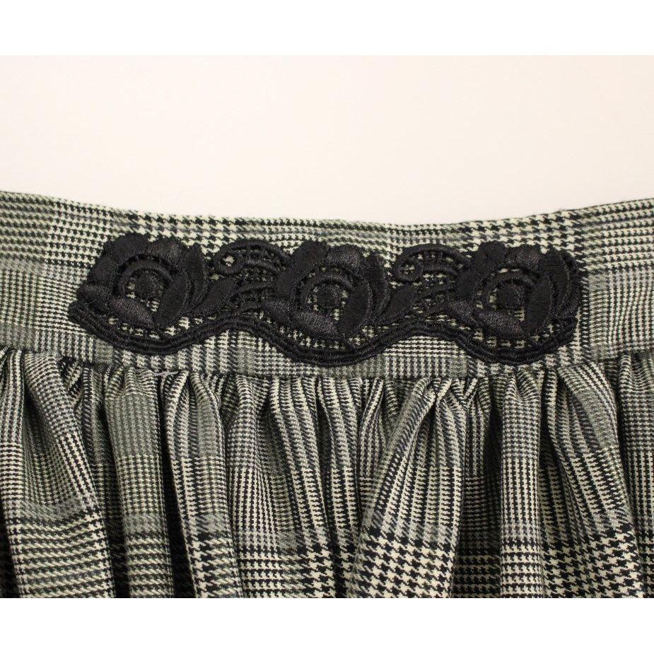 NOEMI ALEMÁN Gray Checkered Wool Shorts Skirt MOM10155-2