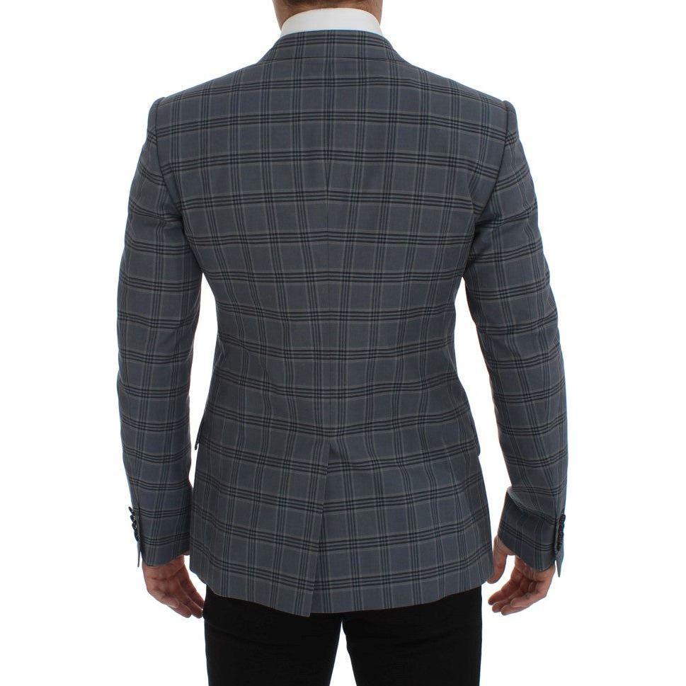 Dolce & Gabbana Blue Checkered Slim Fit Blazer Jacket