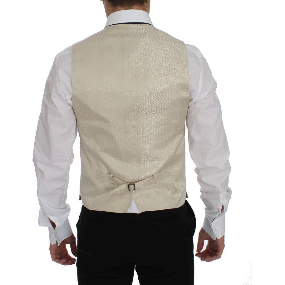 Dolce & Gabbana Beige Polka Dot Silk 2 Piece Blazer