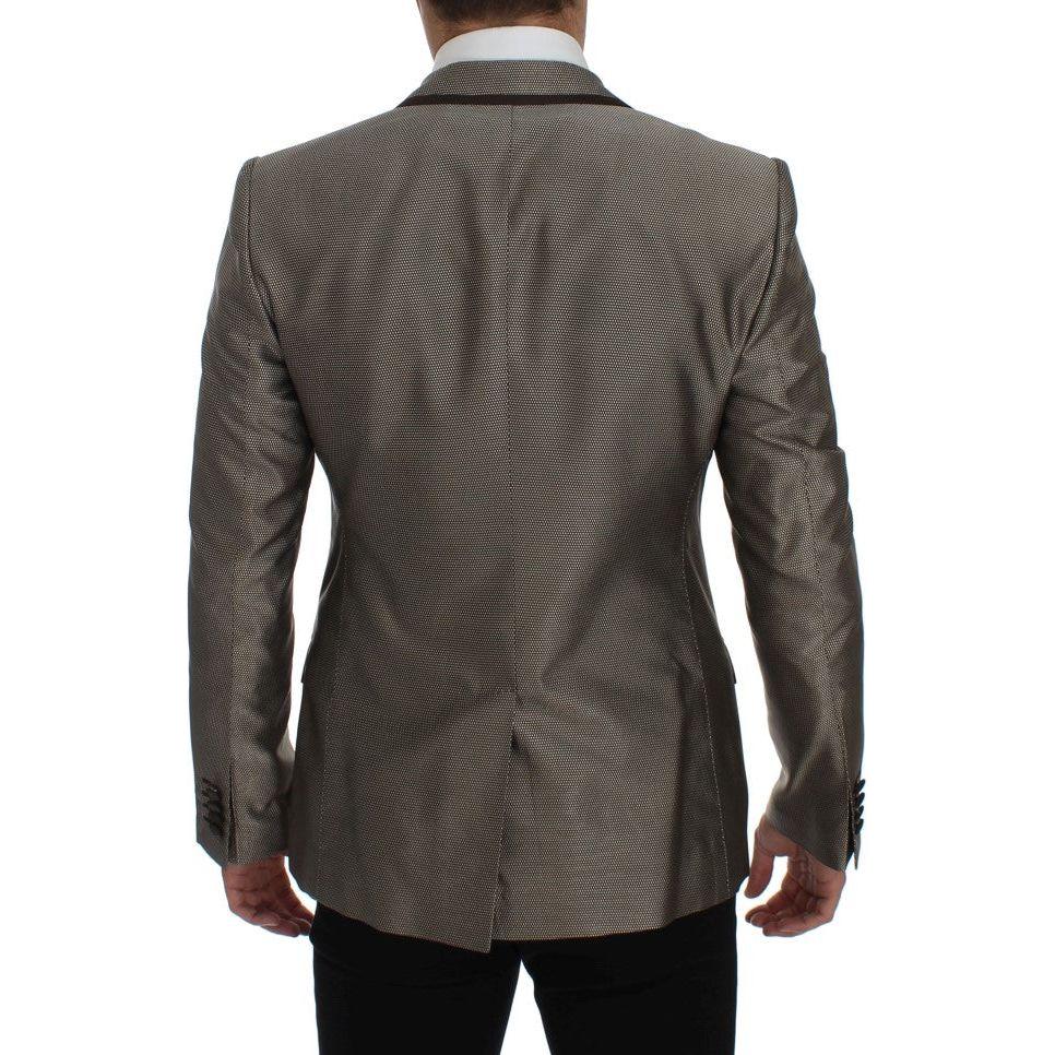 Dolce & Gabbana Brown Slim Fit Silk Two Button Blazer