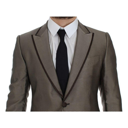 Dolce & Gabbana Brown Slim Fit Silk Two Button Blazer