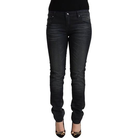 Acht Black Washed Cotton Low Waist Slim Fit Denim Jeans PAN71817 - 26
