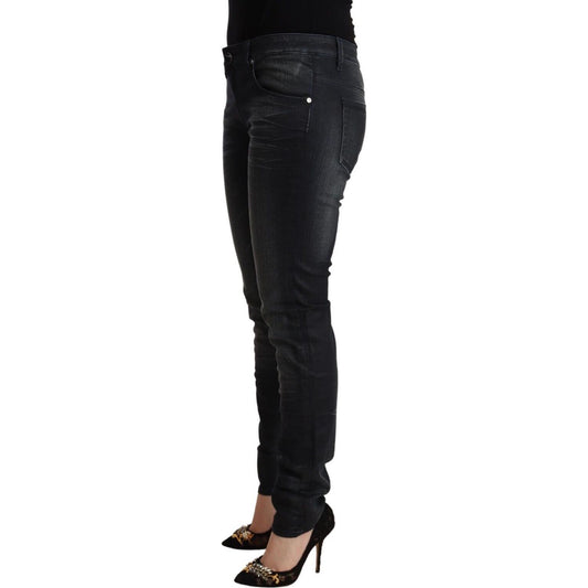 Acht Black Washed Cotton Low Waist Slim Fit Denim Jeans PAN71817 - 26