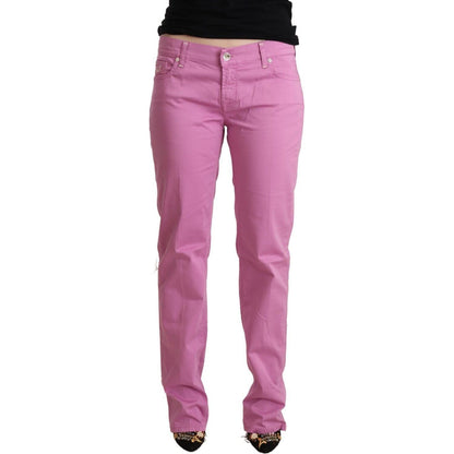Jacob Cohen Pink Cotton Low Waist Denim Tapered Jeans