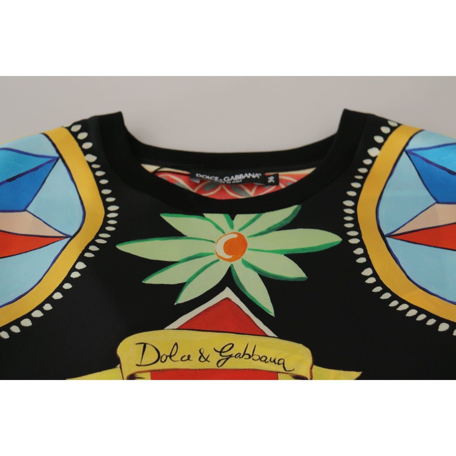Dolce & Gabbana Multicolor Soldier Carretto Silk Top  T-shirt