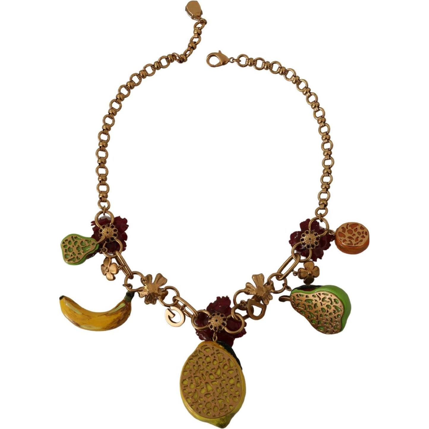 Dolce & Gabbana Gold Brass Sicily Fruits Roses Statement Necklace Necklace