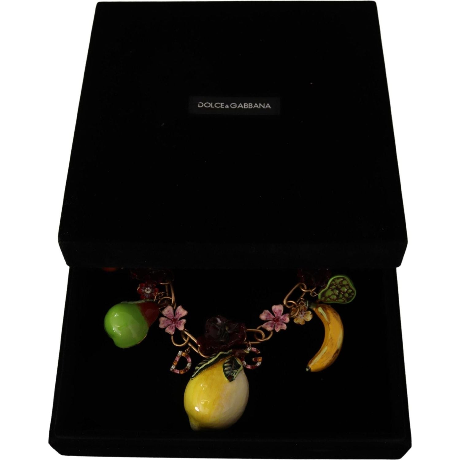 Dolce & Gabbana Gold Brass Sicily Fruits Roses Statement Necklace