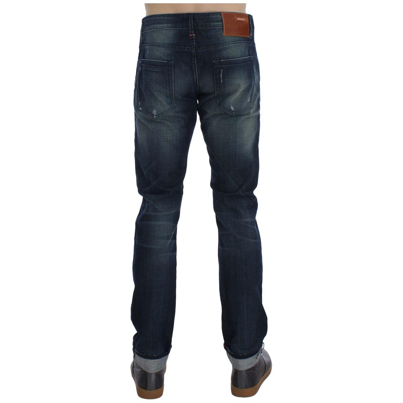 Acht Blue Wash Cotton Denim Slim Fit Jeans