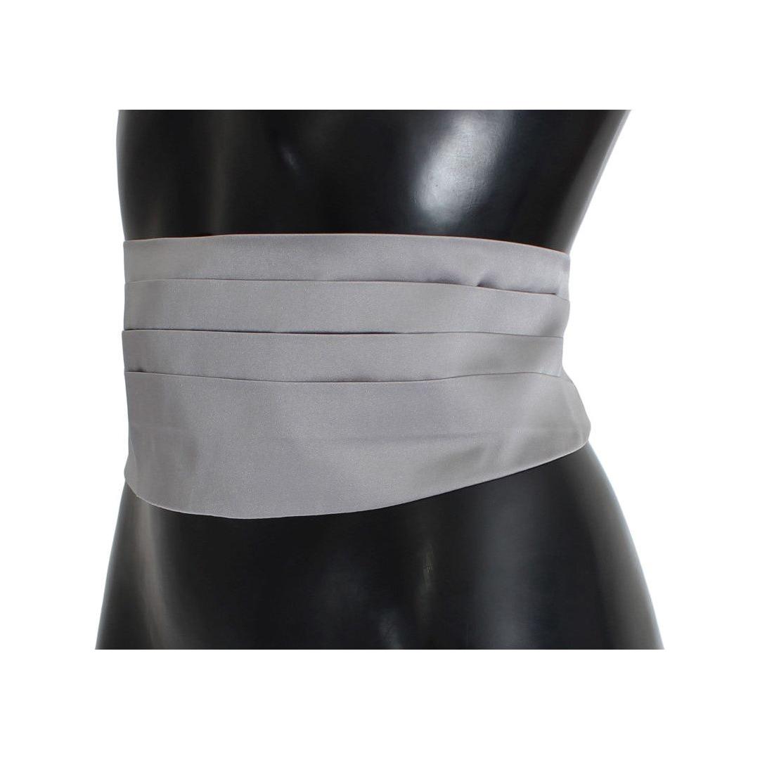 Dolce & Gabbana Gray Waist Belt Silk Cummerbund