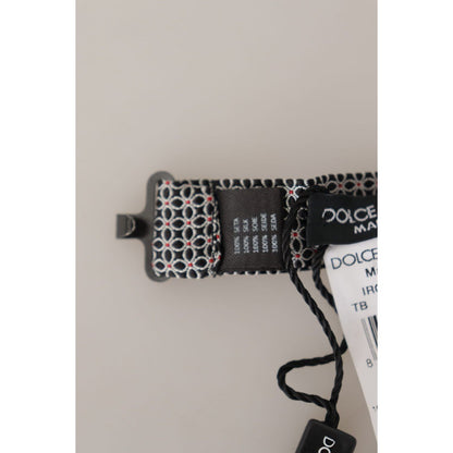 Dolce & Gabbana Black White Flower Pattern Silk Neck Papillon Tie